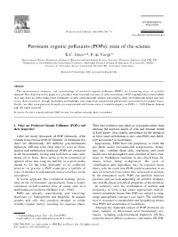 Persistent Organic Pollutants (Pops): State of the Science
