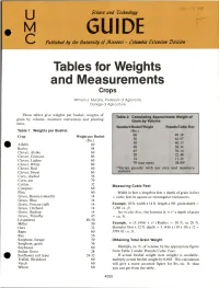 Tables for Weights and Measurements Crops