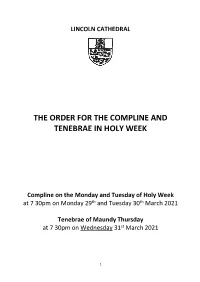 The Order for the Compline and Tenebrae in Holy Week