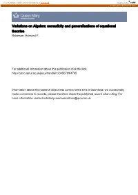 Variations on Algebra: Monadicity and Generalisations of Equational Theories Robinson, Edmund P