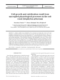 Cell Growth and Calcification Result from Uncoupled Physiological Processes in the Soft Coral Litophyton Arboreum