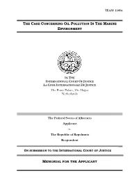 Memorandum for the Applicant Table of Contents