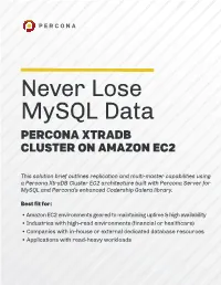 Never Lose Mysql Data PERCONA XTRADB CLUSTER on AMAZON EC2
