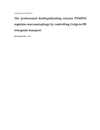 The Proteasomal Deubiquitinating Enzyme PSMD14 Regulates Macroautophagy by Controlling Golgi-To-ER Retrograde Transport