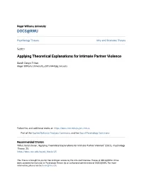 Applying Theoretical Explanations for Intimate Partner Violence