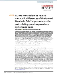 GC-MS Metabolomics Reveals Metabolic Differences of the Farmed