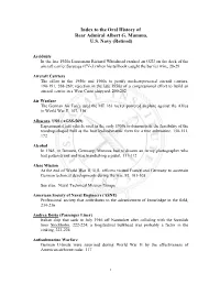 Index to the Oral History of Rear Admiral Albert G