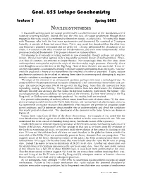 Lecture 3: Nucleosynthesis