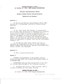 NRO Mission Ground Station Declassification "Questions and Answers"