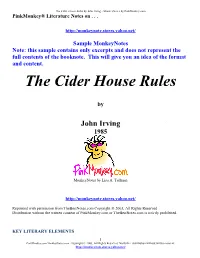 The Cider House Rules by John Irving - Monkeynotes by Pinkmonkey.Com Pinkmonkey® Literature Notes On