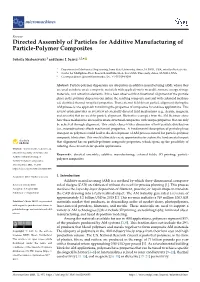 Directed Assembly of Particles for Additive Manufacturing of Particle-Polymer Composites