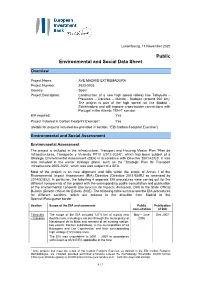 Environmental and Social Data Sheet