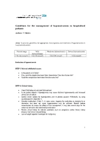 Guidelines for the Management of Hyponatraemia in Hospitalised Patients