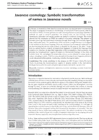 Javanese Cosmology: Symbolic Transformation of Names in Javanese Novels