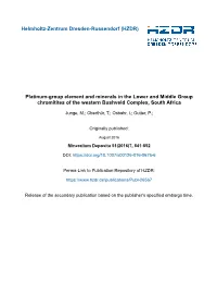 Platinum-Group Element and Minerals in the Lower and Middle Group Chromitites of the Western Bushveld Complex, South Africa