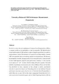 Towards a Balanced CSR Performance Measurement Framework
