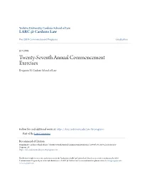 Twenty-Seventh Annual Commencement Exercises Benjamin N