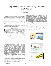 Using and Citation of 3D Modeling Software for 3D Printers
