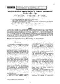 Biological Metabolism of Frozen Whale Meat at Subzero Temperatures in Relation to Thaw Rigor