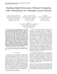 Enabling High-Performance Onboard Computing with Virtualization for Unmanned Aerial Systems