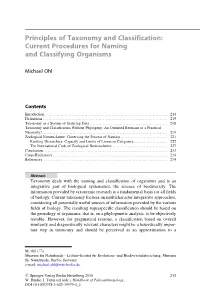 Principles of Taxonomy and Classification: Current Procedures for Naming and Classifying Organisms