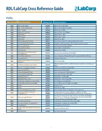 RDL/Labcorp Cross Reference Guide