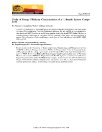 Study of Energy Efficiency Characteristics of a Hydraulic