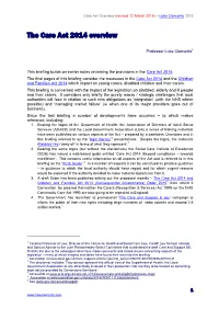 The Care Act 2014 Overview