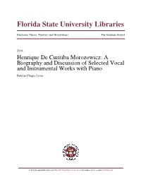 A Biography and Discussion of Selected Vocal and Instrumental Works with Piano Deloise Chagas Lima