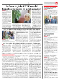Failure to Join FATF Would Benefit Enemies: Ex-Ambassador