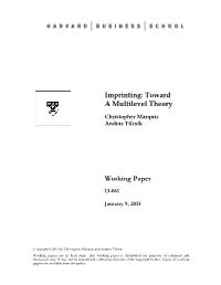Imprinting: Toward a Multilevel Theory Working Paper