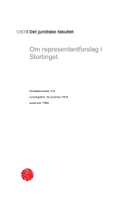 Om Representantforslag I Stortinget