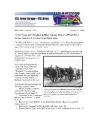 RELEASE #2008-10-17-02 October 21, 2008 'Victory Corps' Played Vital Role in Meuse-Argonne Offensive of World War I by Dave