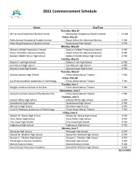 2021 Commencement Schedule