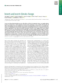 Insects and Recent Climate Change SPECIAL FEATURE: PERSPECTIVE Christopher A