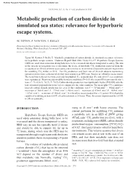 Metabolic Production of Carbon Dioxide in Simulated Sea States: Relevance for Hyperbaric Escape Systems