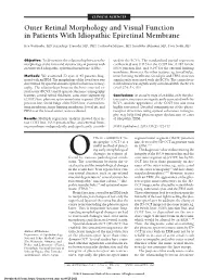 Outer Retinal Morphology and Visual Function in Patients with Idiopathic Epiretinal Membrane