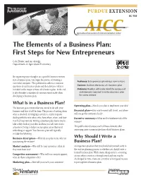 The Elements of a Business Plan: First Steps for New Entrepreneurs