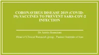 Vaccines to Prevent Sars-Cov-2 Infection