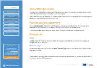 About This Document How to Use This Document Navigation