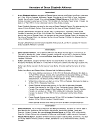 Ancestors of Grace Elizabeth Atkinson