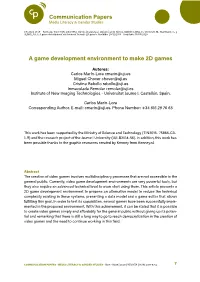 Communication Papers a Game Development Environment to Make 2D Games