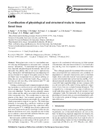 Coordination of Physiological and Structural Traits in Amazon Forest Trees