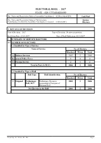 Dharchula(GEN) Last Part No., Name and Reservation Status of Parliamentary Service Constituency in Which the Assembly Constituency Is Located: 3-Almora(SC) Electors