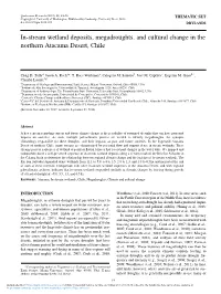 In-Stream Wetland Deposits, Megadroughts, and Cultural Change in the Northern Atacama Desert, Chile
