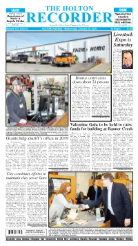 INSIDE HORTON, KANSAS Special Tax Hometown of Section Kevin & Included in Angela Strube Holton Recorder Subscribers This Edition