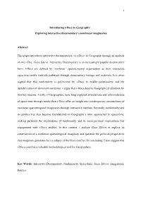 Introducing I-Docs to Geography: Exploring Interactive Documentary’S Nonlinear Imaginaries