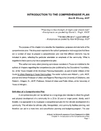 INTRODUCTION to the COMPREHENSIVE PLAN Alan M