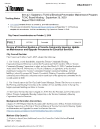 Item 2J - Updates to TCHC's Electrical Preventative Maintenance Program Tracking Status TCHC Board Meeting - September 25, 2020 Report:TCHC:2020-64