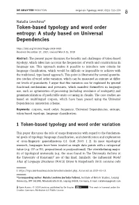 Token-Based Typology and Word Order Entropy: a Study Based On
